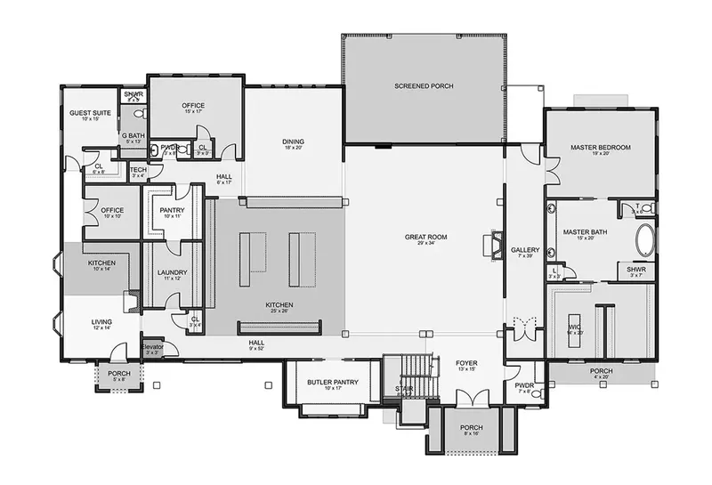 Main Floor 5 – 1-Story House Plan 5709 ft², 3 Beds — 40884R