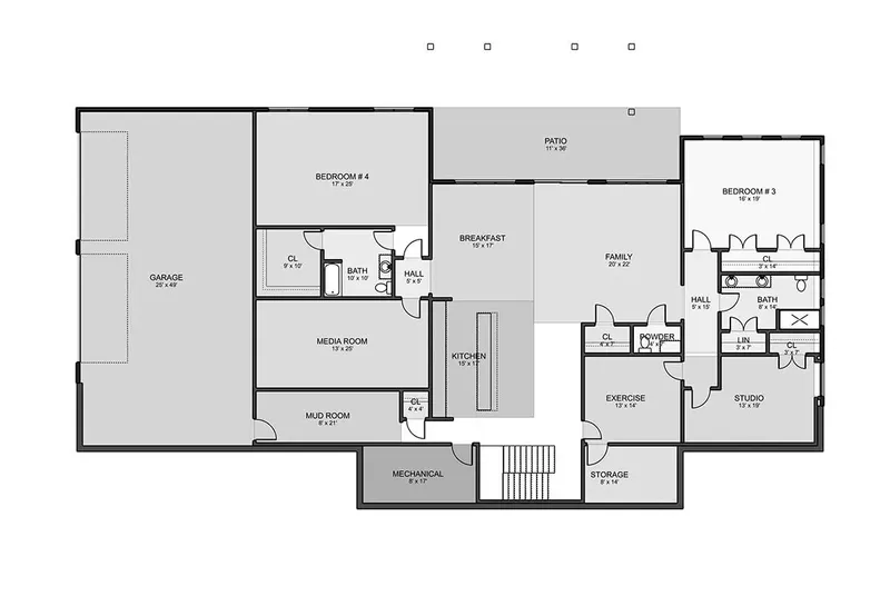 Basement 11 – 1-Story House Plan 5709 ft², 3 Beds — 40884R