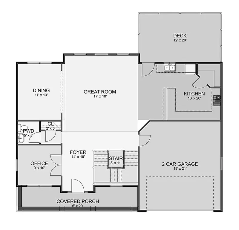 Main Floor 10 – 2-Story House Plan 2853 ft², 5 Beds — 24507R