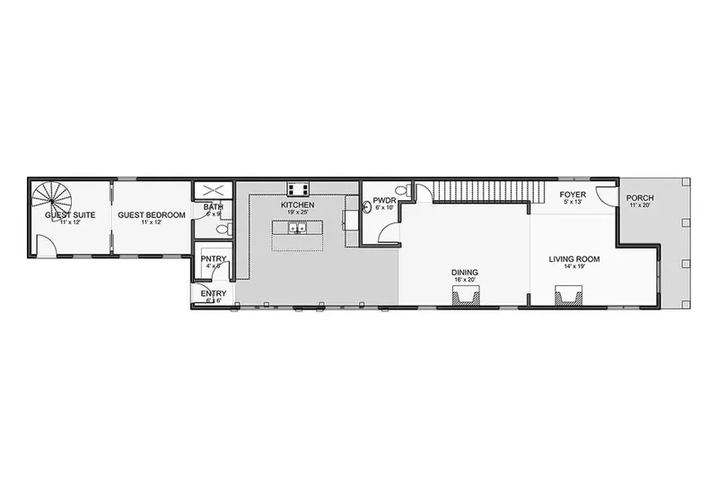 Main Floor 7 – 3-Story House Plan 4451 ft², 5 Beds — 87310R