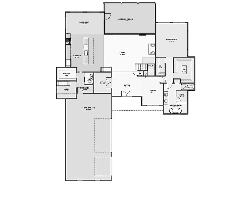 Main Floor 11 – 2-Story House Plan 4610 ft², 4 Beds — 70787R