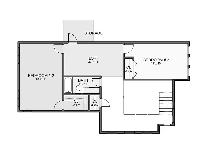 Second Floor 11 – 2-Story House Plan 3281 ft², 3 Beds — 11403R