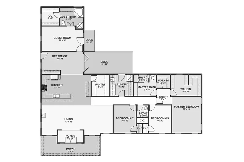 Main Floor 9 – 1-Story House Plan 2565 ft², 3 Beds — 21368R