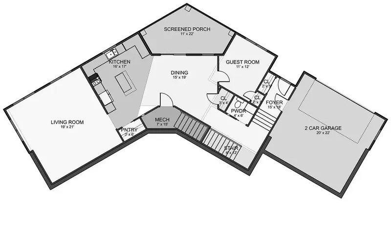 Main Floor 8 – 2-Story House Plan 2917 ft², 3 Beds — 64620R