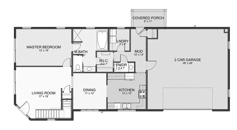 Main Floor 10 – 1.5-Story House Plan 1953 ft², 3 Beds — 56523R