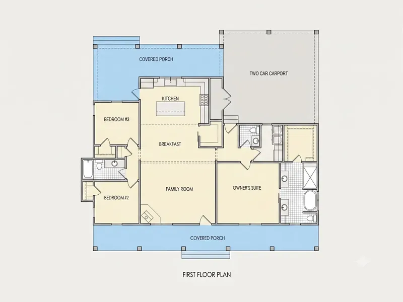 Main Floor 11 – 1-Story House Plan 1707 ft², 3 Beds — 11609R