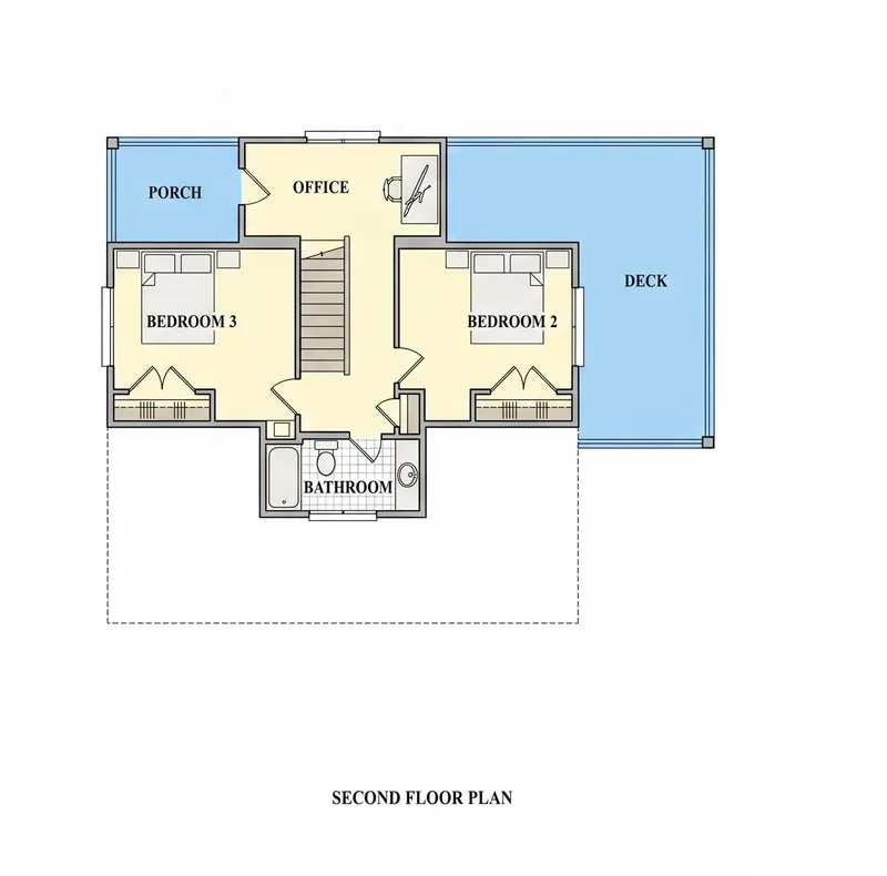 Second Floor 8 – 3-Story House Plan 2412 ft², 3 Beds — 84762R
