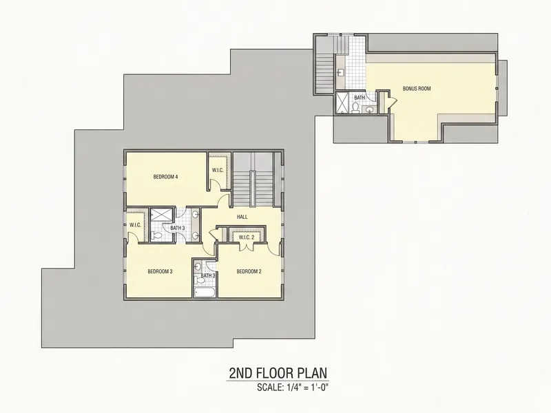 Second Floor 5 – 1.5-Story House Plan 4176 ft², 4 Beds — 64726R
