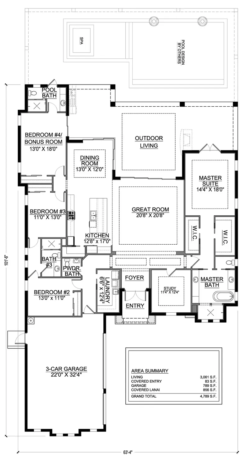 Main Floor 7 – 1-Story House Plan 3061 ft², 4 Beds — 91480R