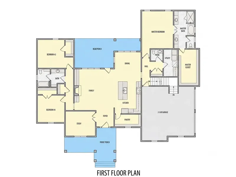 Main Floor 9 – 1.5-Story House Plan 2665 ft², 3 Beds — 19642R