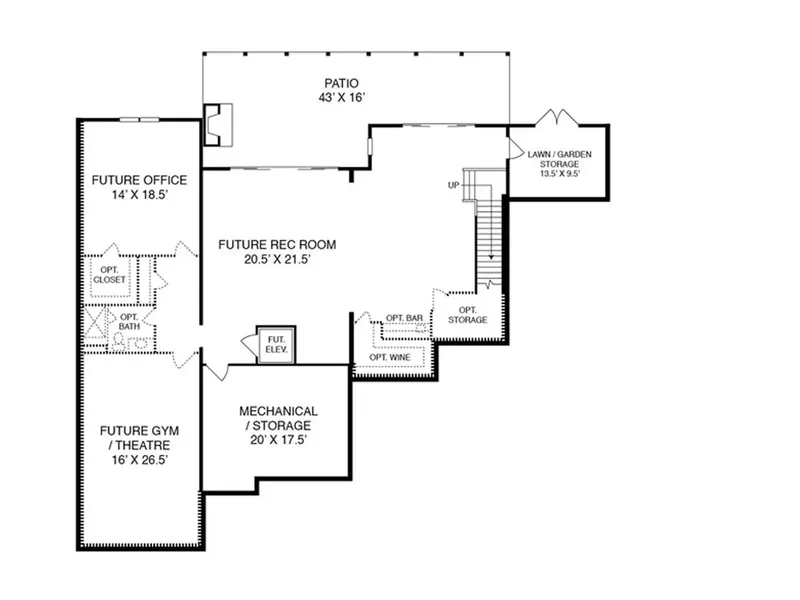 Basement 10 – 1.5-Story House Plan 4736 ft², 4 Beds — 47532R