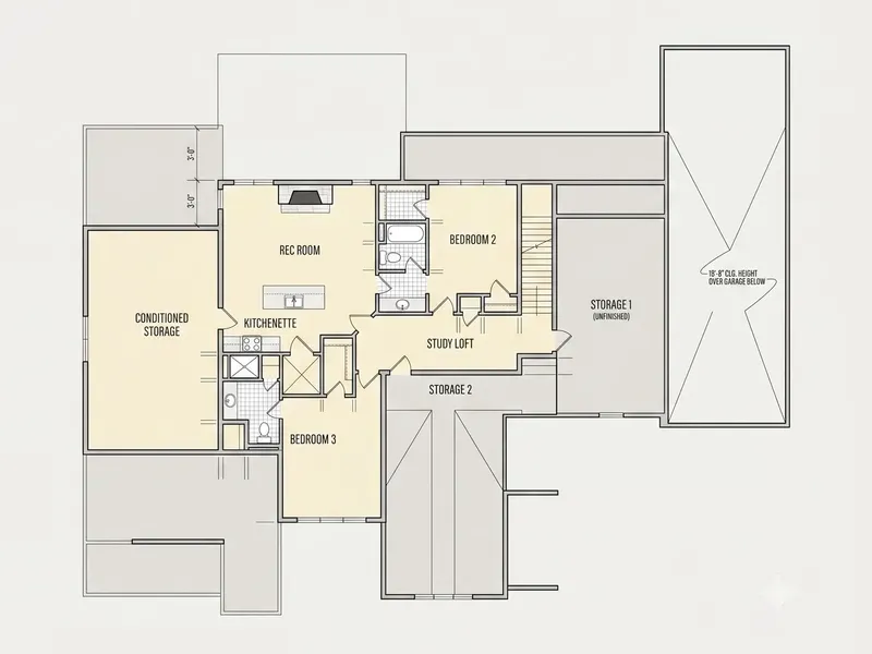Second Floor 12 – 1.5-Story House Plan 4736 ft², 4 Beds — 47532R
