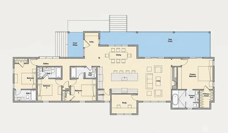 Main Floor 8 – 1-Story House Plan 2112 ft², 4 Beds — 31176R