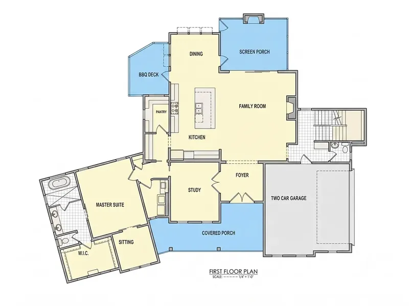 Main Floor 6 – 2-Story House Plan 4664 ft², 4 Beds — 96376R