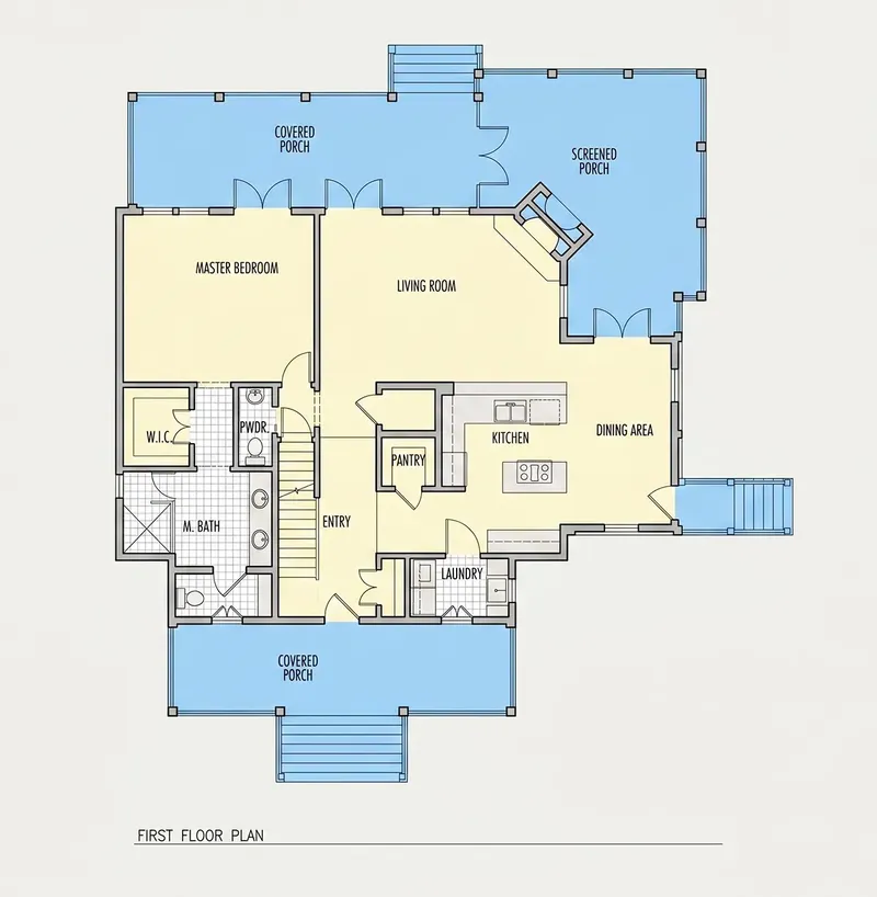 Main Floor 9 – 1.5-Story House Plan 2384 ft², 3 Beds — 95791R