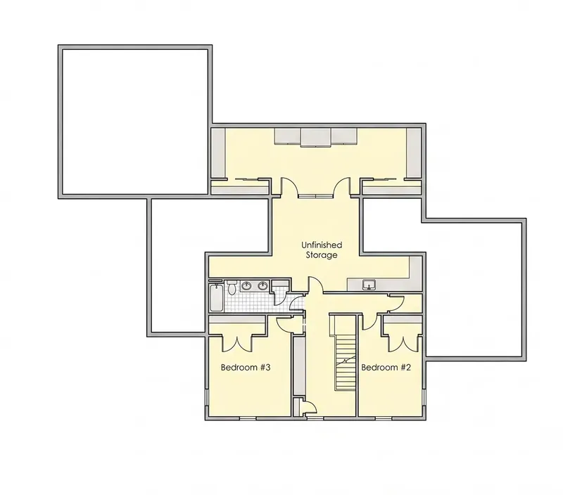 Second Floor 14 – 1.5-Story House Plan 2821 ft², 3 Beds — 15170R