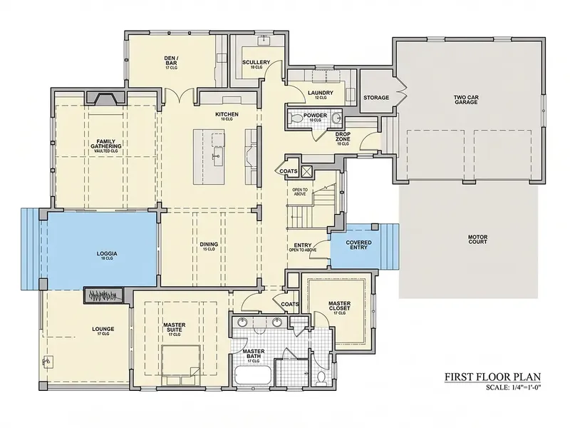 Main Floor 12 – 1.5-Story House Plan 3625 ft², 3 Beds — 14013R