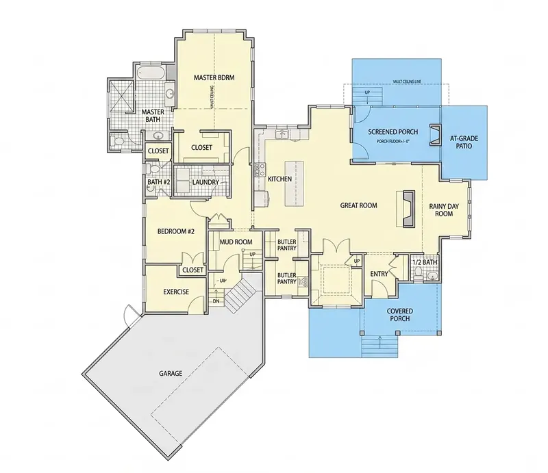 Main Floor 19 – 1.5-Story House Plan 2565 ft², 2 Beds — 55939R