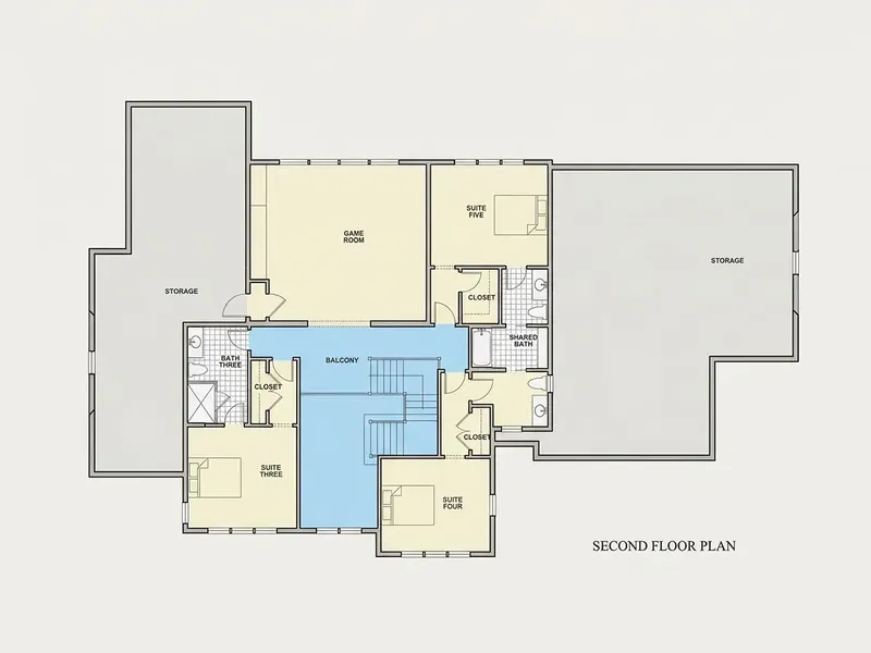 Second Floor 11 – 2-Story House Plan 4705 ft², 5 Beds — 35965R