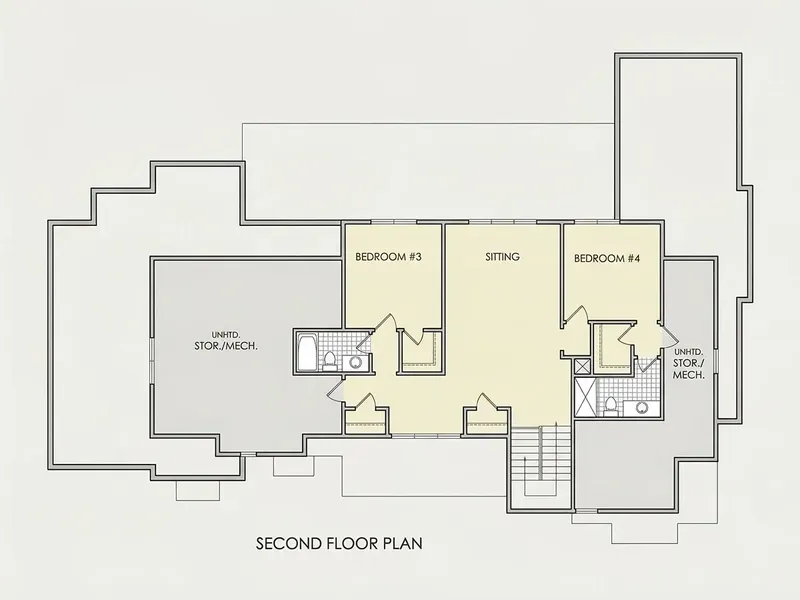 Second Floor 10 – 1.5-Story House Plan 4163 ft², 4 Beds — 89710R