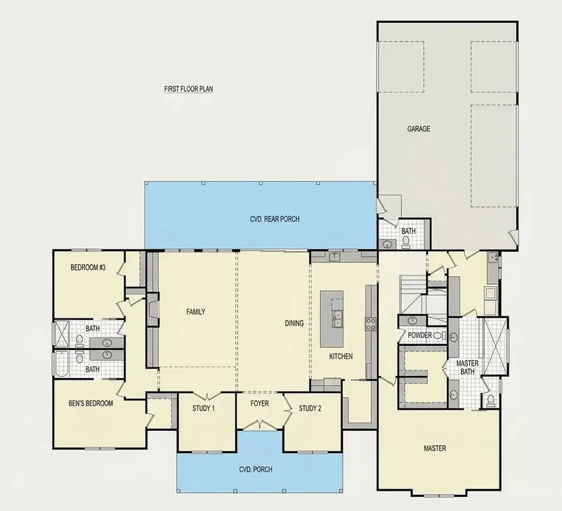 Main Floor 8 – 1-Story House Plan 2992 ft², 3 Beds — 42098R