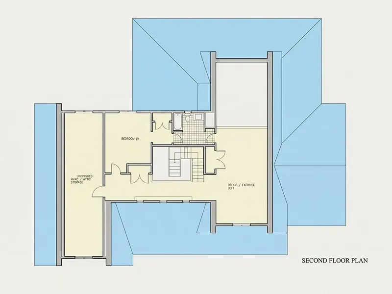 Second Floor 22 – 1.5-Story House Plan 3750 ft², 4 Beds — 88745R