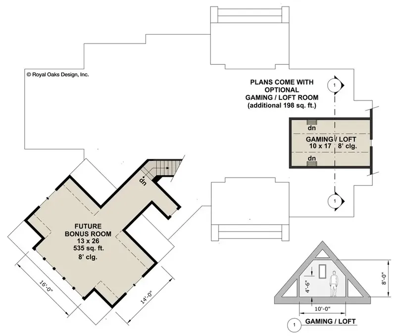Second Floor 17 – 1.5-Story House Plan 2150 ft², 3 Beds — 85811R