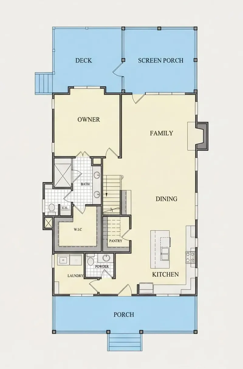 Main Floor 10 – 1.5-Story House Plan 2472 ft², 4 Beds — 24237R