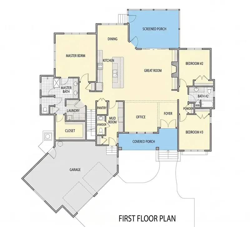 Main Floor 18 – 1.5-Story House Plan 2905 ft², 3 Beds — 39461R