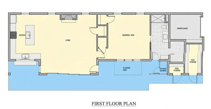 Main Floor 8 – 1-Story House Plan 982 ft², 1 Beds — 82483R