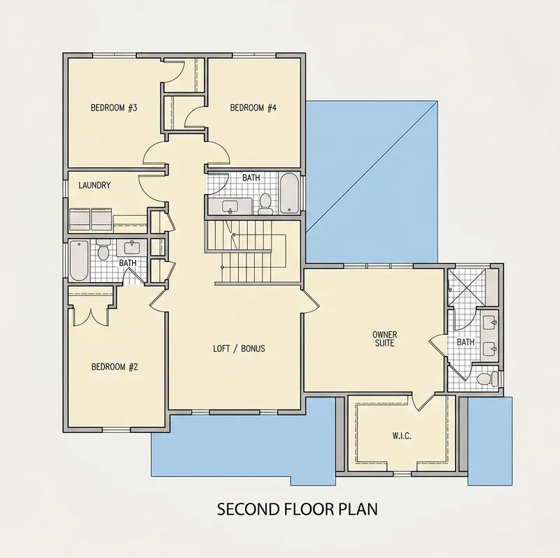 Second Floor 9 – 2-Story House Plan 2649 ft², 4 Beds — 14228R