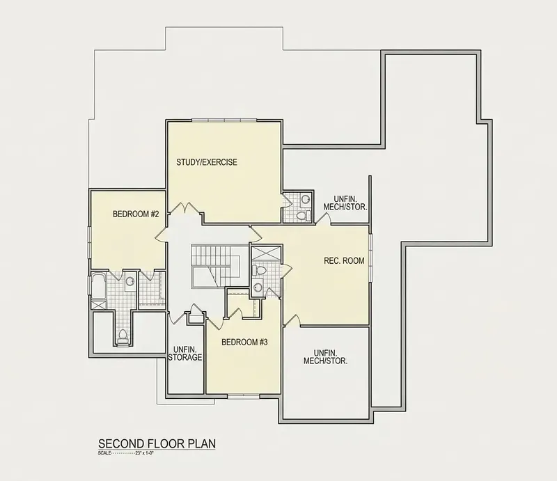 Second Floor 9 – 1.5-Story House Plan 4082 ft², 4 Beds — 15265R