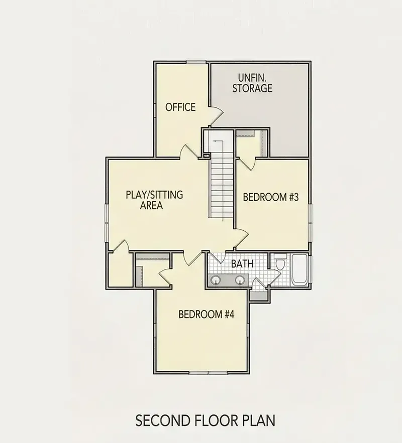 Second Floor 21 – 1.5-Story House Plan 2532 ft², 4 Beds — 88702R