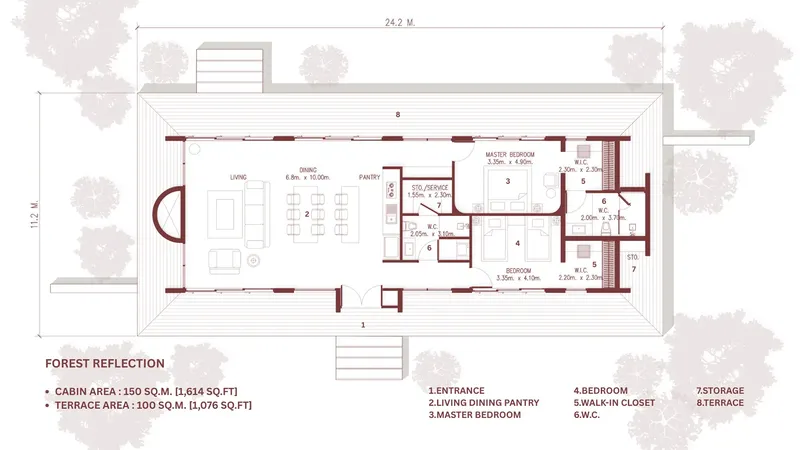 Main Floor 16 – 1-Story House Plan 1615 ft², 2 Beds — 99740R