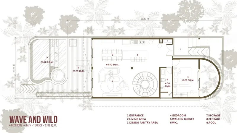 Main Floor 18 – 2-Story House Plan 2088 ft², 4 Beds — 29555R