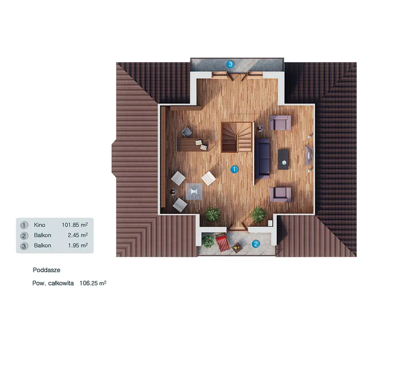 Second Floor 1 – 2883 ft² European 1.5-Story House Plan with Home Theater, 3 Beds, and 2 Baths – 86155C