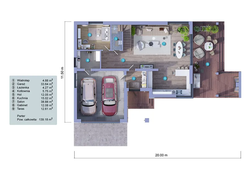 Main Floor 1 – 2-Story House Plan 2179 ft², 4 Beds — 94225C