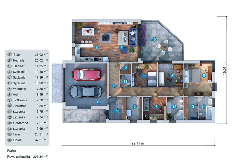 Main Floor 1 – 1-Story House Plan 1789 ft², 3 Beds — 39454C