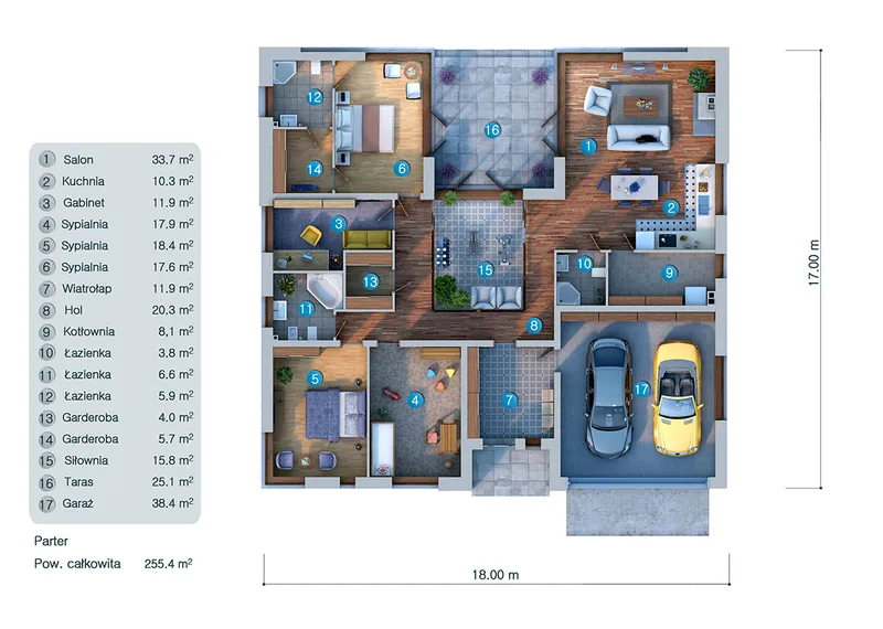 Main Floor 10 – 1-Story House Plan 2078 ft², 3 Beds — 64921C