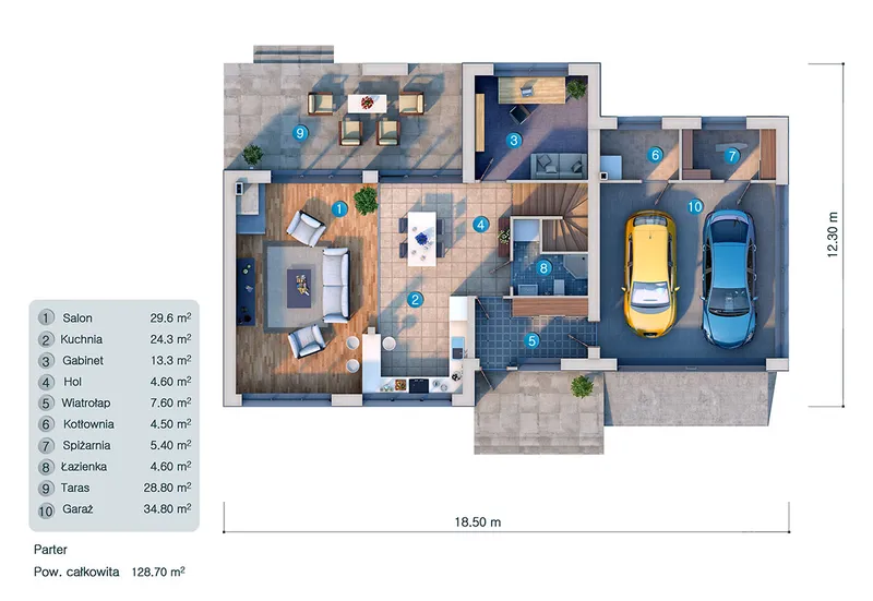 Main Floor 10 – 2-Story House Plan 2453 ft², 3 Beds — 39013C