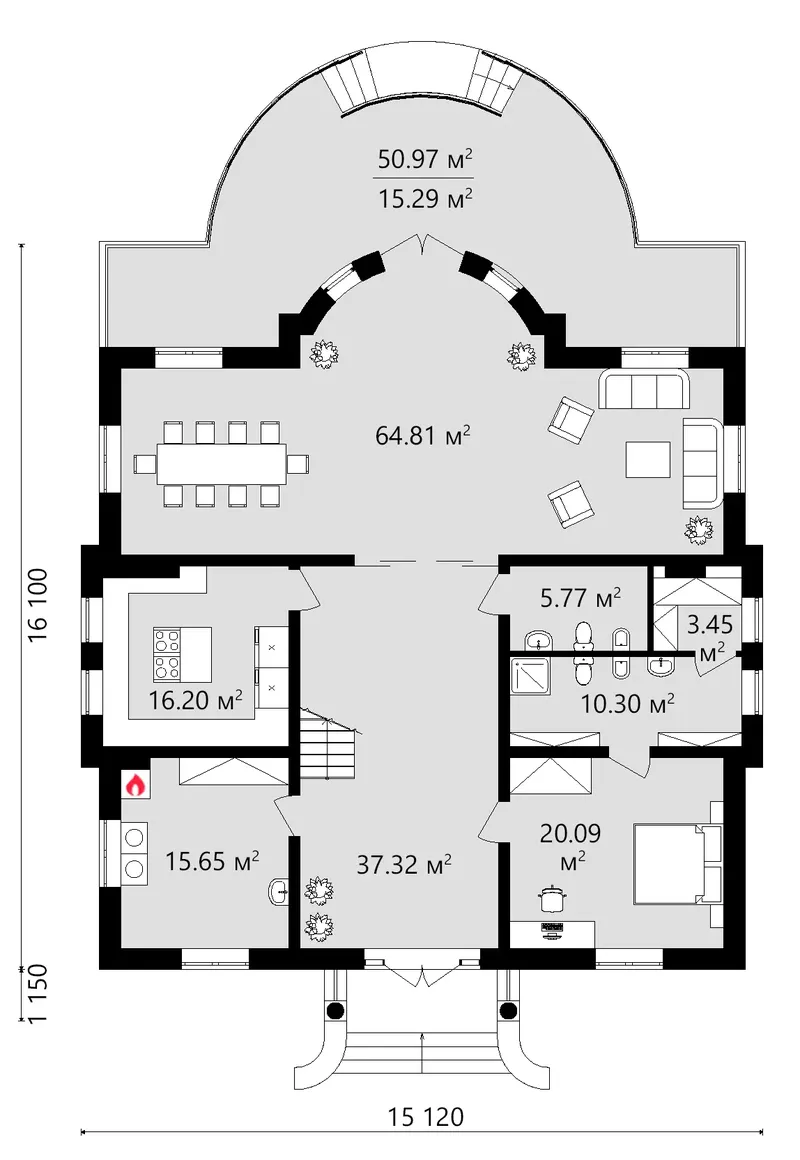Main Floor 13 – 2-Story House Plan 3857 ft², 4 Beds — 83292R