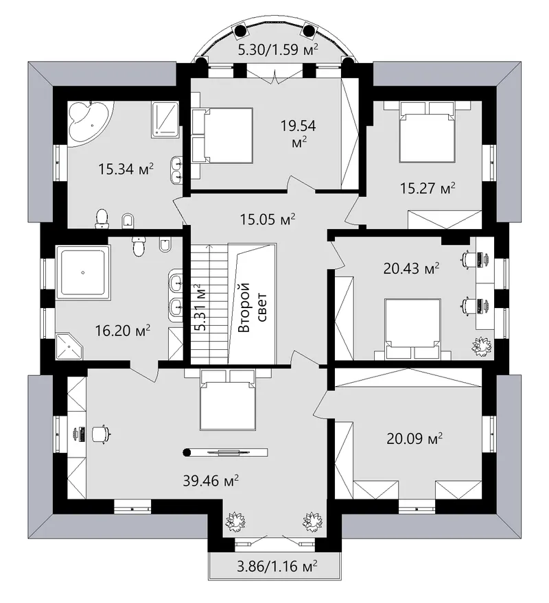Second Floor 14 – 2-Story House Plan 3857 ft², 4 Beds — 83292R