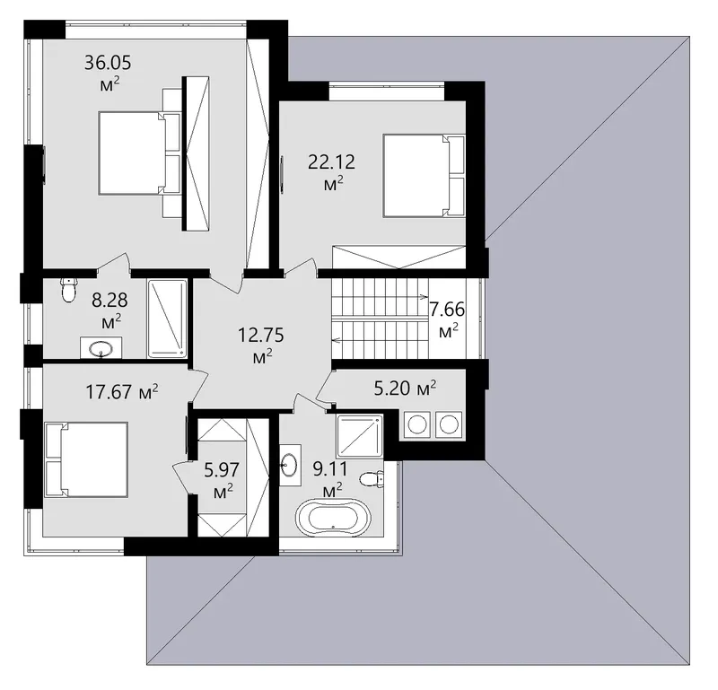 Second Floor 14 – 2-Story House Plan 2823 ft², 4 Beds — 18457C