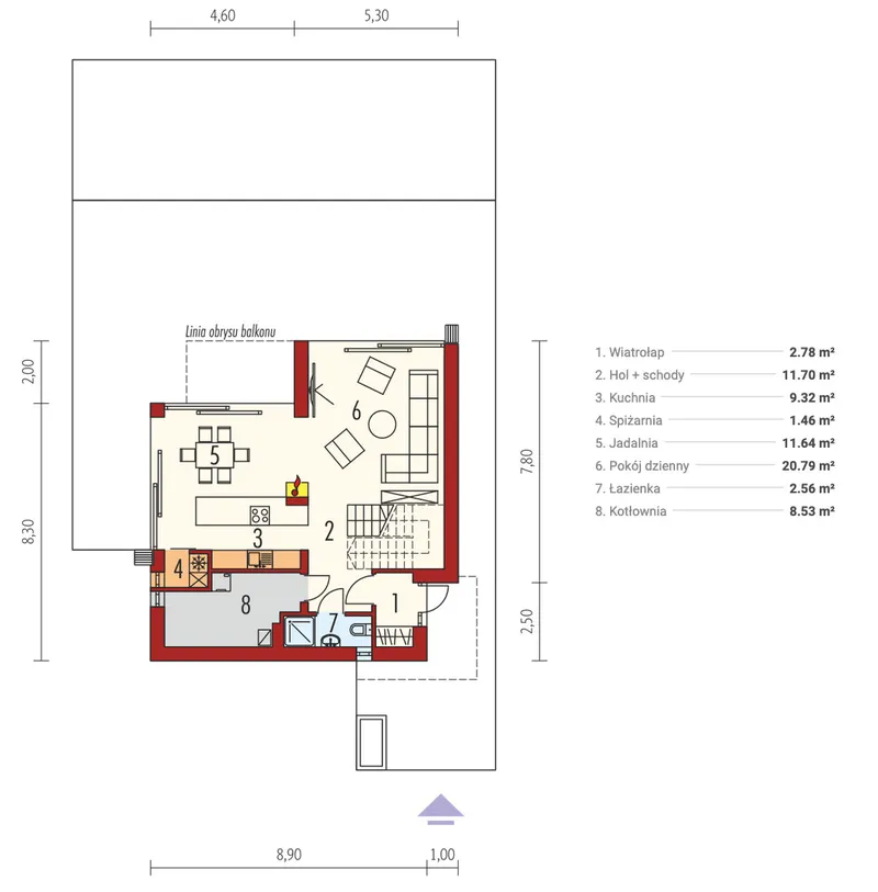 Main Floor 1 – 1400 Sq Ft Cubic House with Open Floor Plan
