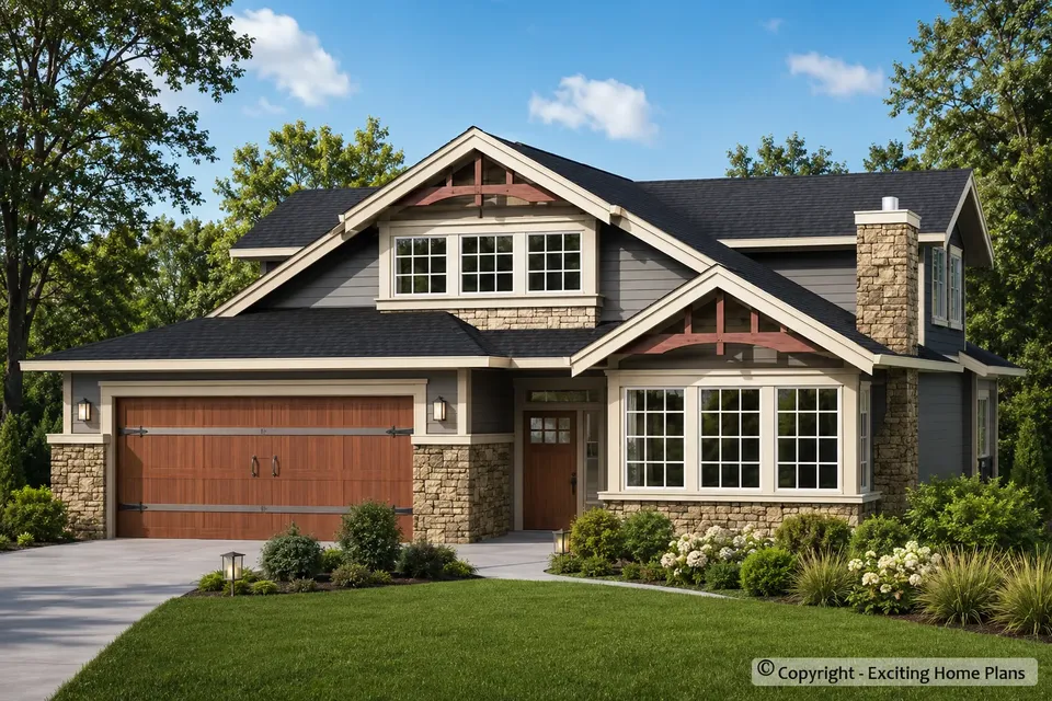 Main Images 2 – 1.5-Story House Plan 2240 ft², 3 Beds — 66602R