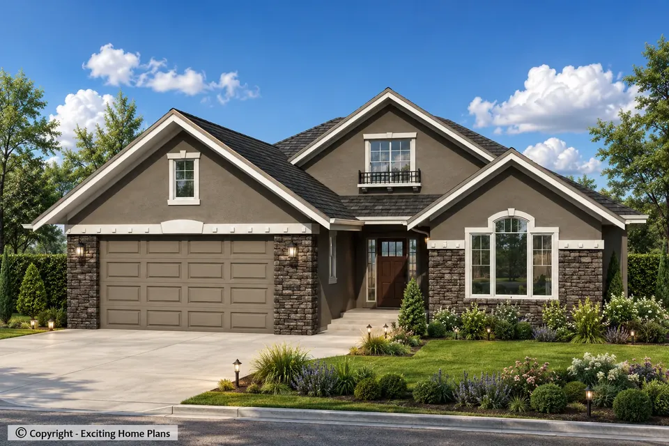 Main Images 2 – 1-Story House Plan 1603 ft², 3 Beds — 71440R