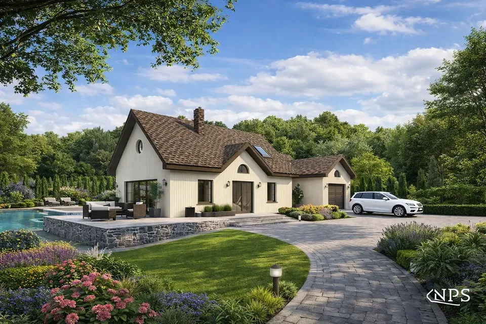 Main Images 1 – 1.5-Story House Plan 1104 ft², 2 Beds — 63224R